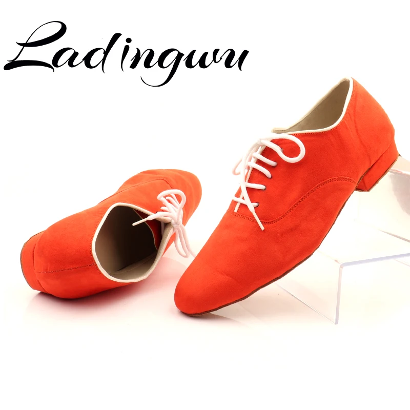 Ladingwu Neue Moderne männer Weichen Boden Ballroom Dance Schuhe Rot wildleder Männer Latin Dance Schuhe Moderne Latin Dance Schuhe