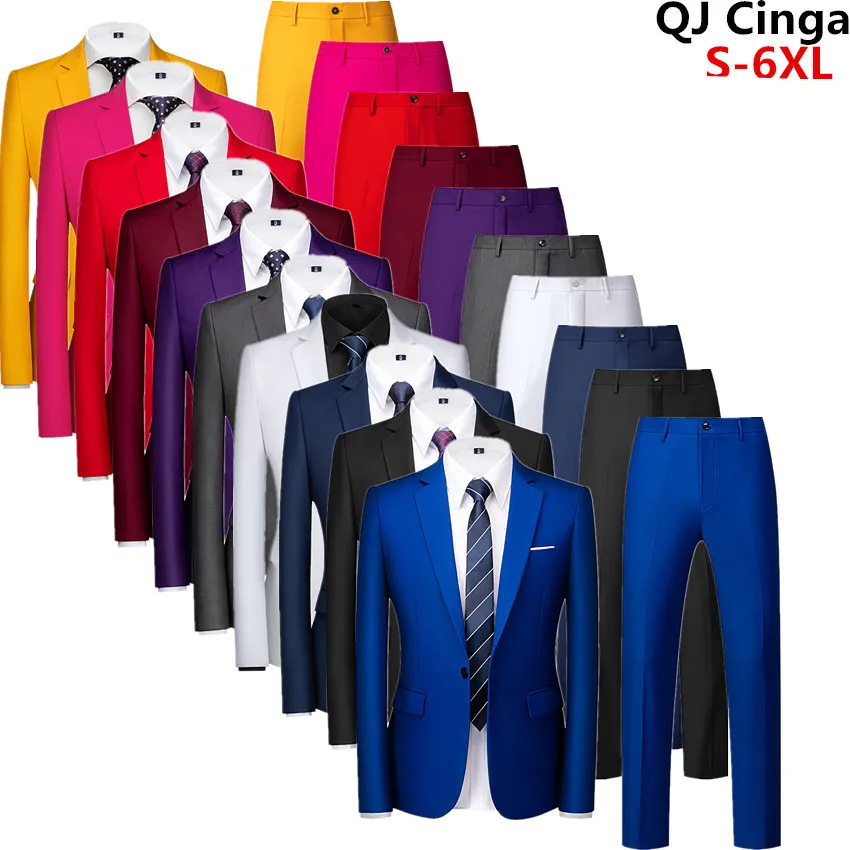 2026 Neuer Herren-Anzug in Königsblau, 2-teilig, formeller Blazer für Hochzeit, Party, Mantel und Hose, asiatische Größe M-6XL, Schwarz-Grau-Rot-Sets.