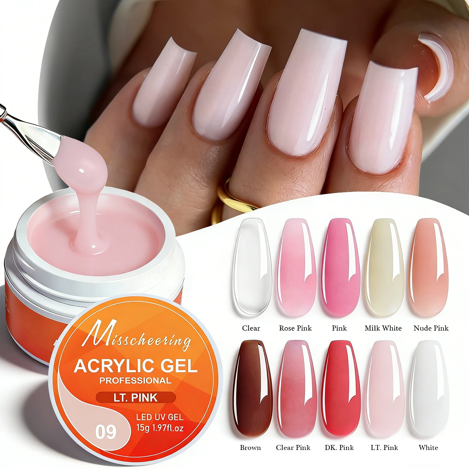 15g Solid Builder Gel Cured Builder Nagelgel Acryl Kristall Nagelverlängerungsgel Quick Builder Nagelgel Rosa Klar UV LED Gel Image