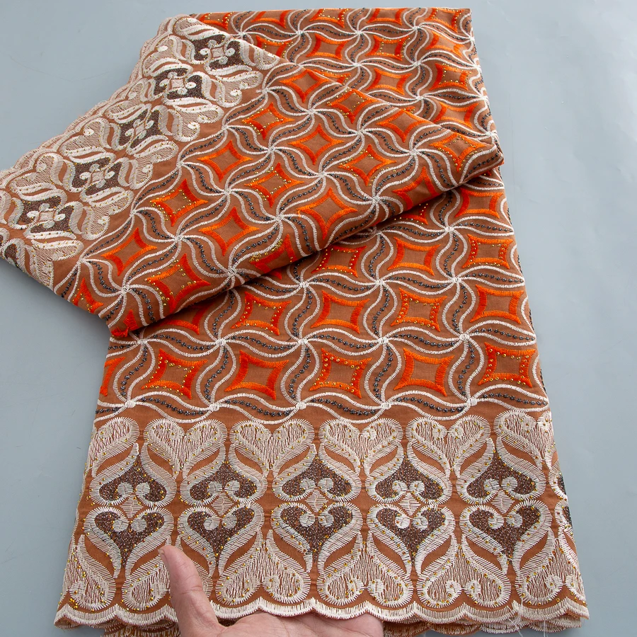 Afrikanischer Baumwoll-Spitzenstoff Hochwertig Bestickt 5 Yards Nigerianischer Schweizer Voile-Spitzenstoff 2026 Französisches Partykleid für Damen Image
