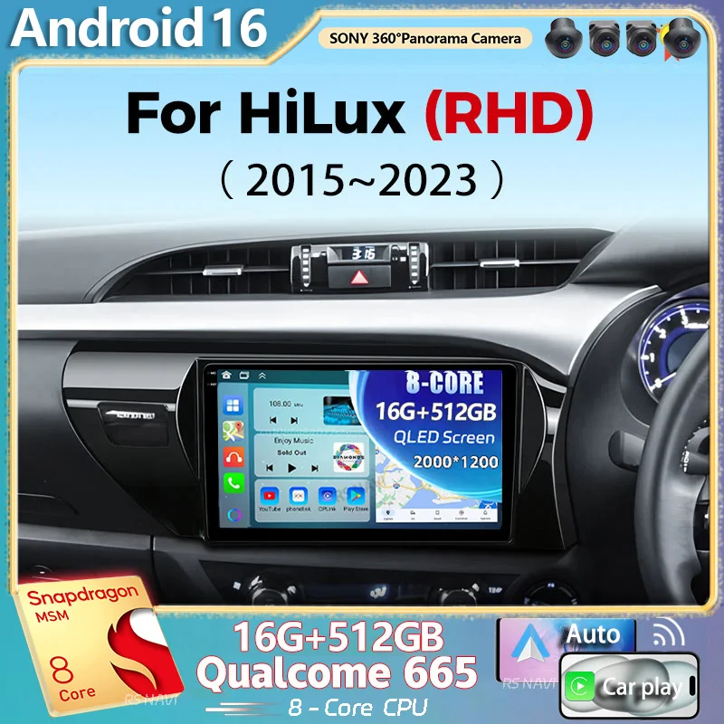 Android 16 Für Toyota Hilux 2015-2023 RHD 2K QLED Android Autoradio Multimedia-Videoplayer Stereo CarPlay DSP Head Unit Image