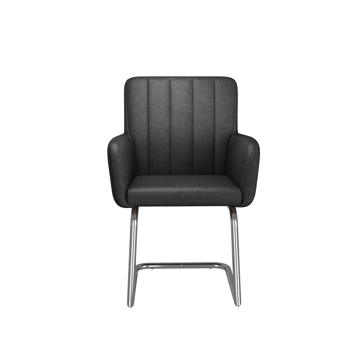 OKWISH Esszimmerstühle 2er-Set aus Kunstleder Schwarz mit Metallbeinen, Z-förmige Rückenlehne, Armlehnenhöhe 60 cm Image