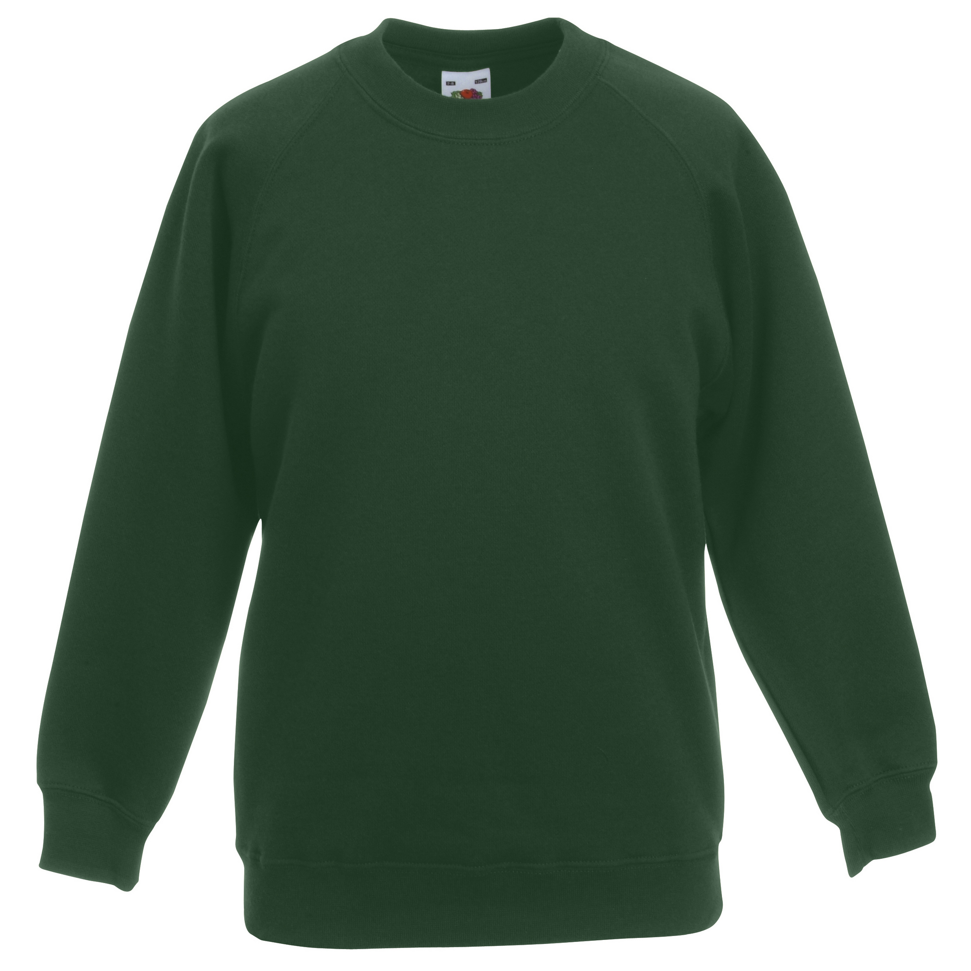 Fruit of the Loom Childrens Unisex Raglan Sleeve Sweatshirt (pack of 2) (bottle Green) - Size 9-10Y