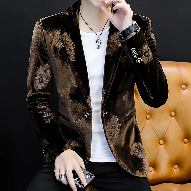 Mode Frühling Herbst männer Luxus Anzüge Jacken Casual Slim Fit One Button Blazer Streetwear Hochzeit Mäntel Sozialen Top Kleidung