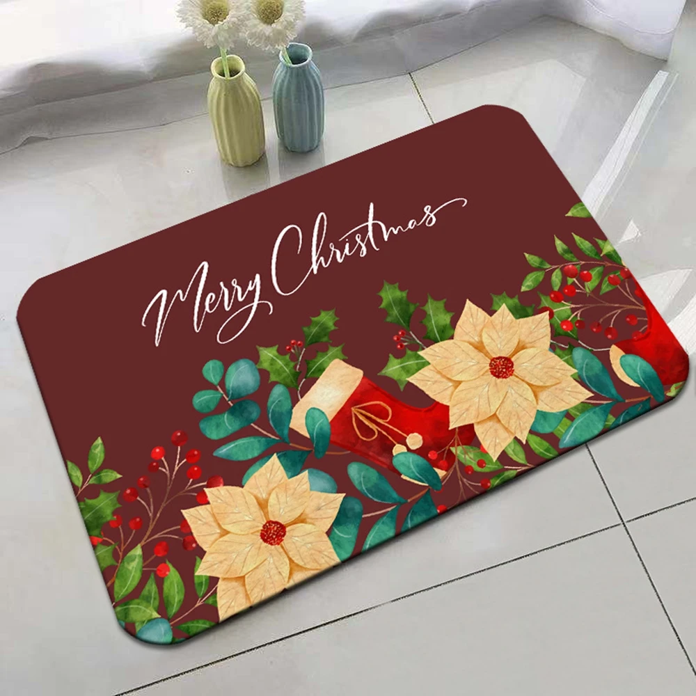 VIKAMA Weihnachts-Fleckenabweisende Allzweck-Bodenmatte für Schlafzimmer, Wohnzimmer, Eingang, Badezimmer und Heimdekoration Image