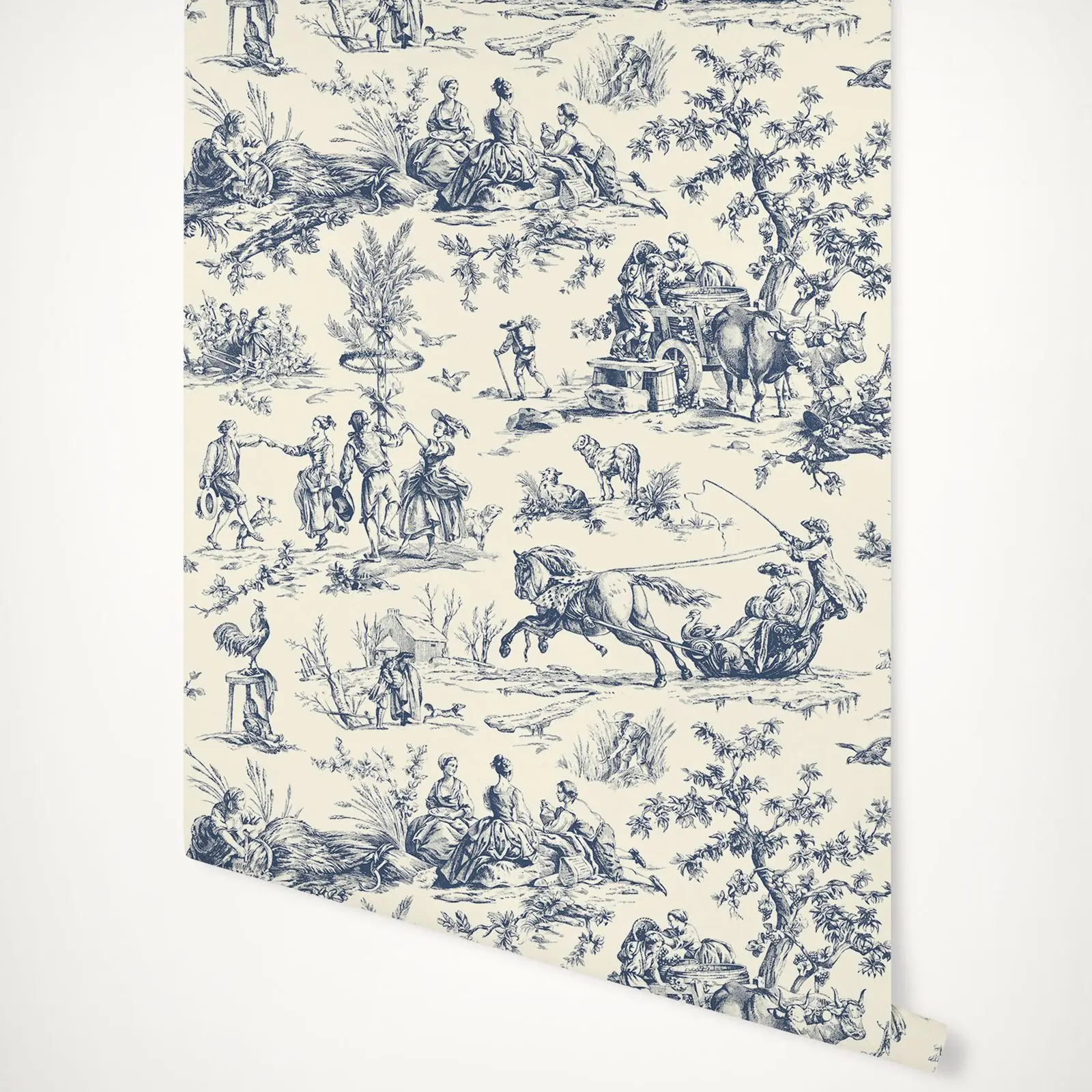 Jahreszeiten Toile Navy Tapete mit bauernhof leben stil Image