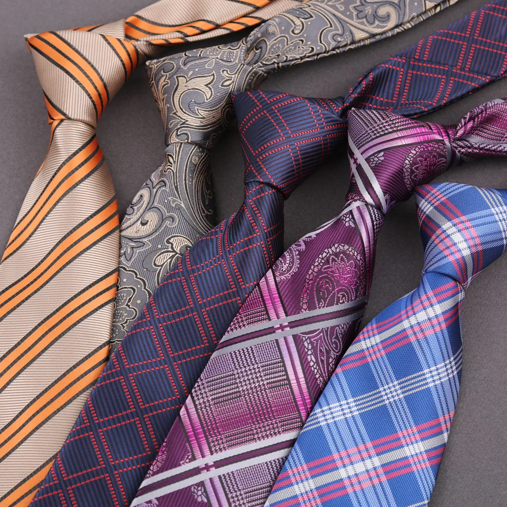 8CM Breite Neue Gestreifte Krawatten Für Männer Persönlichkeit Business Krawatte Polyester Jacquard Krawatte Bräutigam Hochzeit Party Bankett Krawatte Image