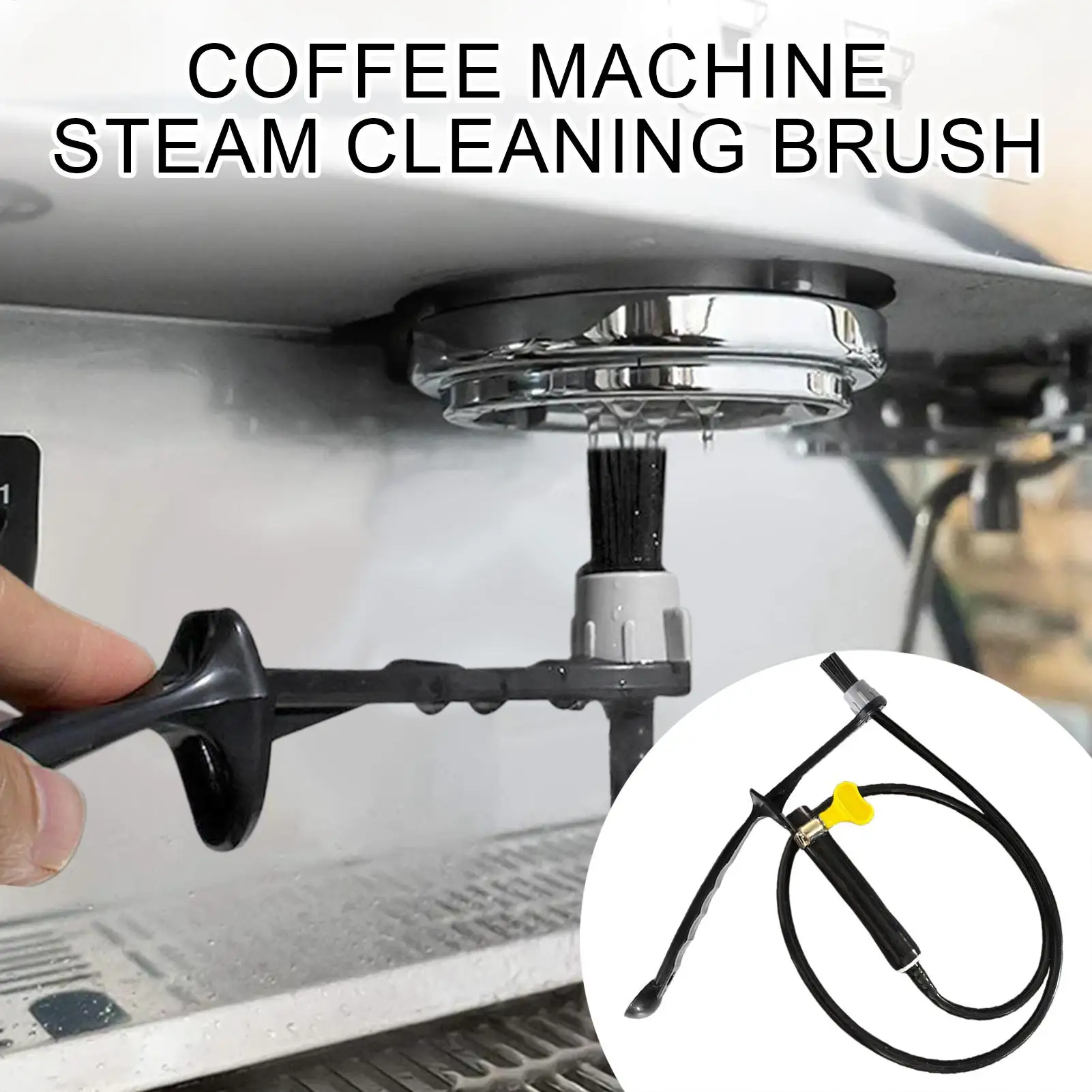 Kaffeemaschinen-Reinigungsbürste, hitzebeständig, lebensmittelecht, Kaffeemaschinen-Dampfbürste mit PP-Griff für Kaffeebaristas und Tee Image
