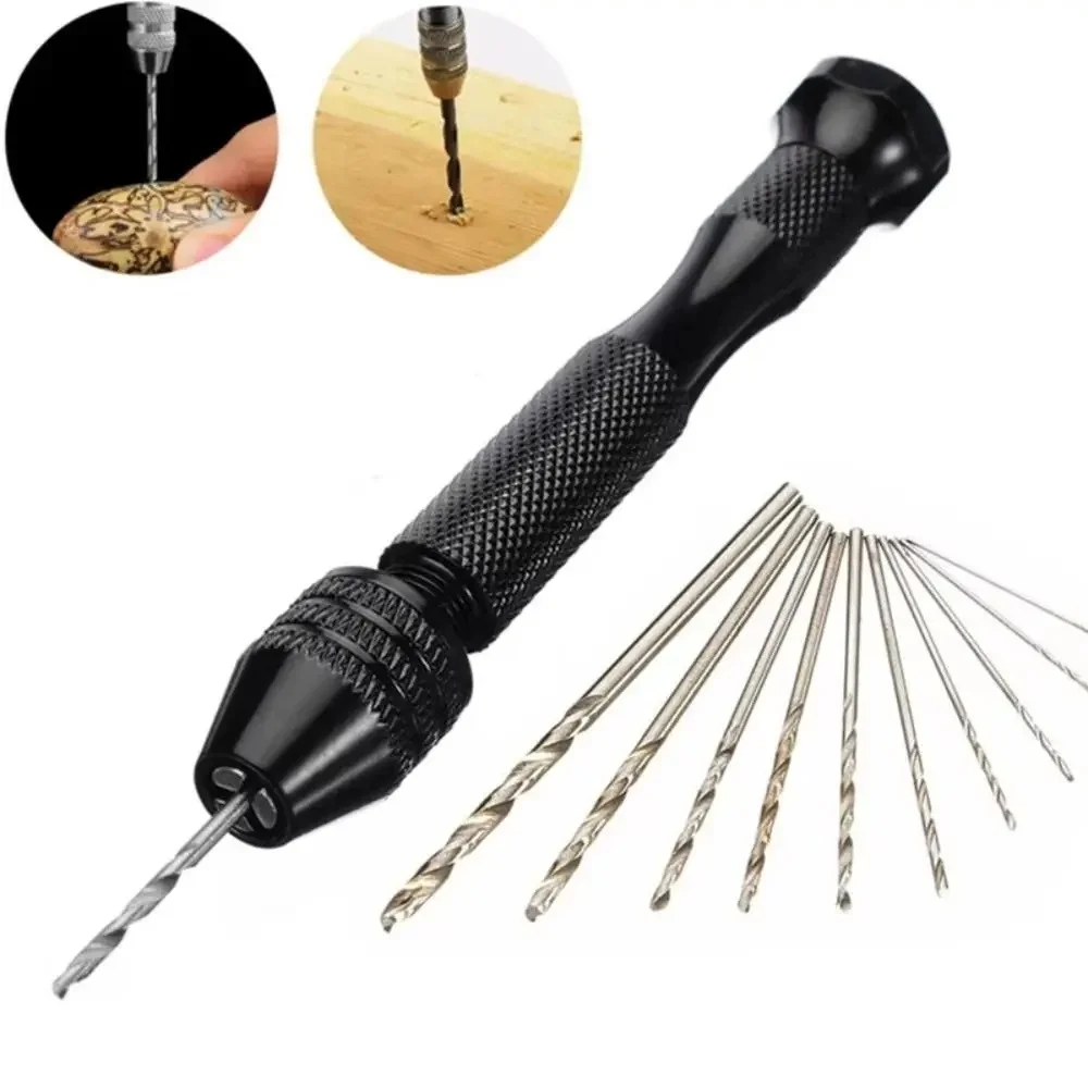 10-teiliges Mini-Handbohrer-Set Spiralbohrer-Set Mikro-Bohrwerkzeug für Holzbearbeitung Schnitzerei Schmuckherstellung Image