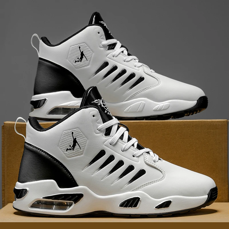 Herren-Basketballschuhe – bequeme Sport-Freizeitschuhe mit gepolsterten Gummisohlen, Schnürdesign, geeignet für Fitnessstudio, Basketball, Joggen – Ganzjahres-Performance-Schuhe, leicht für den