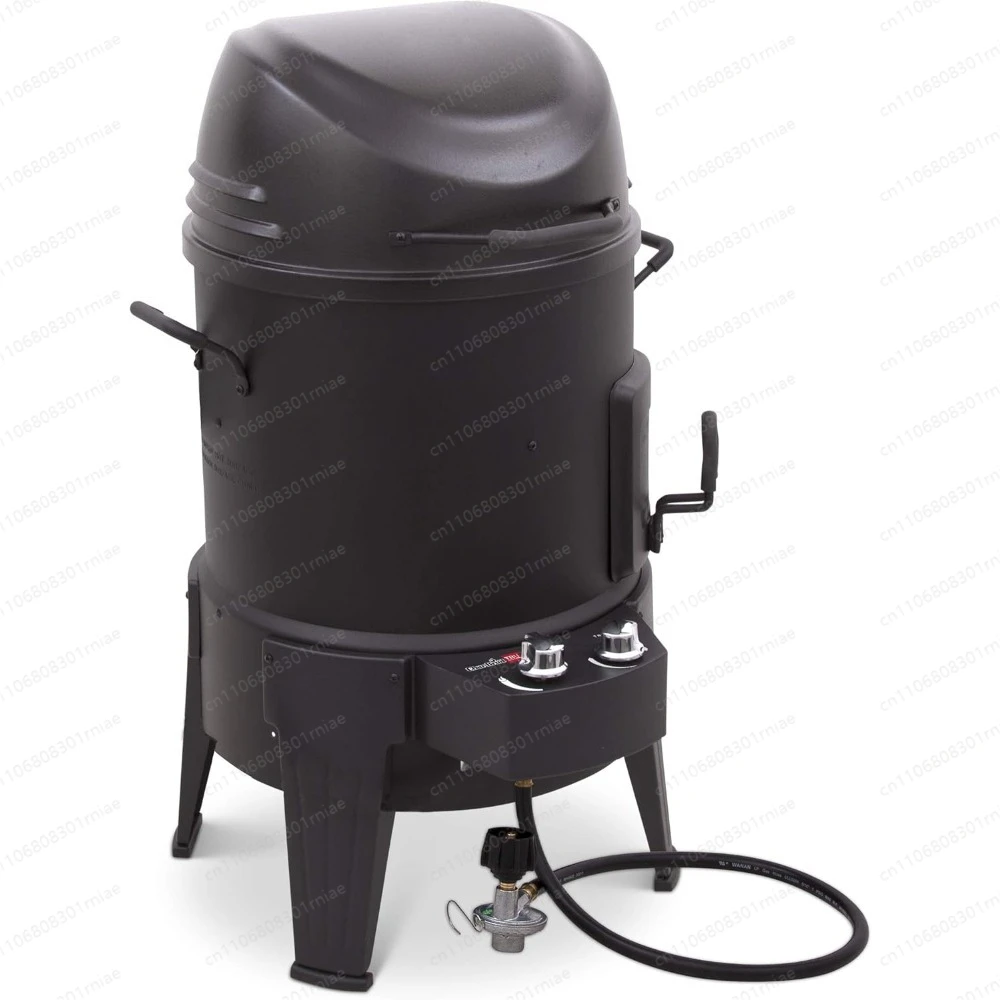 Bestseller! 3-in-1 Smoker, Bräter & Gasgrill, Schwarz, 23,1 Zoll T x 23,4 Zoll B x 36,2 Zoll H, Abnehmbarer Fettbehälter für einfache Reinigung Image