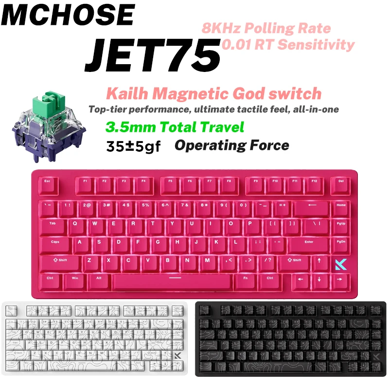 MCHOSE JET75 Gaming-Tastatur mit Magnetschalter, Hall-Effekt, Hot-Swap-fähig, individueller RGB-Schnapphahn, 0,1 ms Latenz, 8 kHz Umfrage Image
