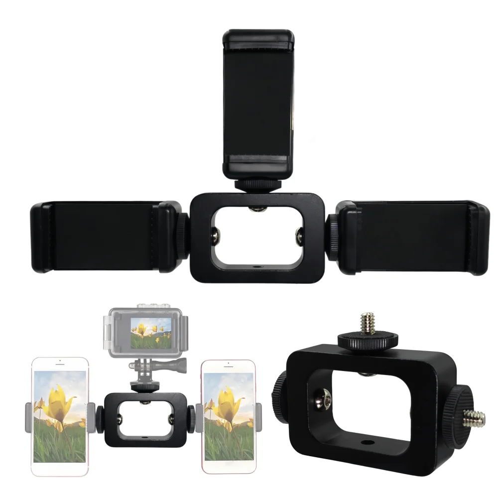 3-in-1-Halterung, Kopfhalterung, Blitzhalterung, Adapter, Telefonhalterung, Lichtständerhalterung für Gopro Live-Übertragung, Selfie-Kamera Image