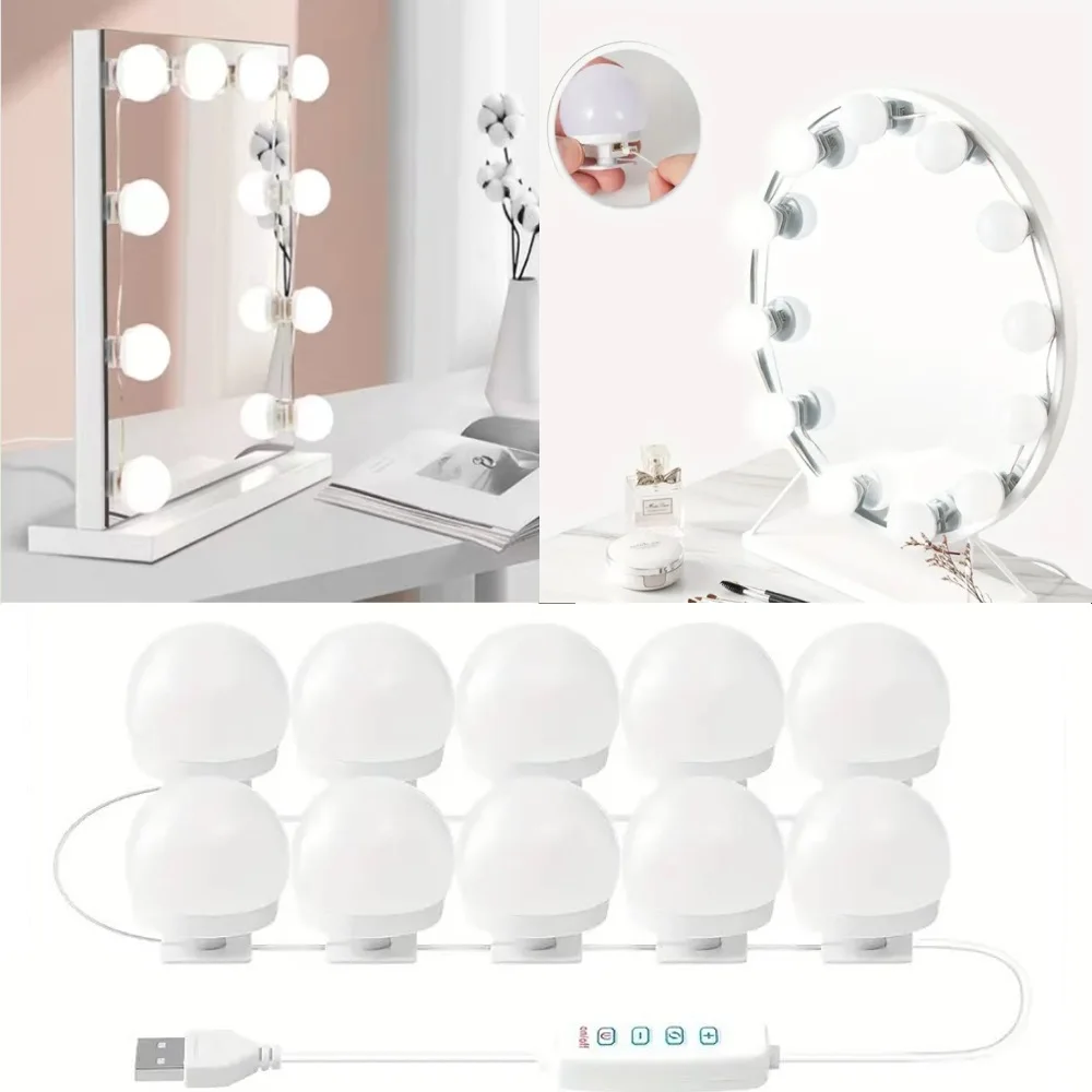 Make-up Spiegel LED Glühbirnen Eitelkeit Lichter USB 12V Bad Schmink tisch Lampe dimmbare LED Eitelkeit Licht für Spiegel Licht Image