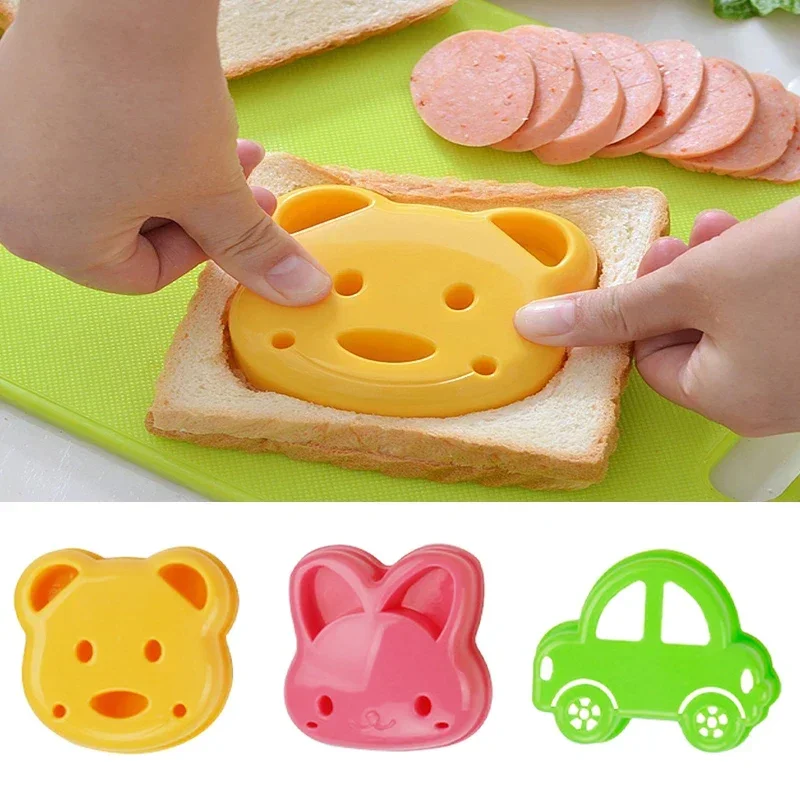 2 stücke Sandwich Form Bär Katze Kaninchen Auto Geformt Brot Form Kuchen Keks Präge Gerät Kruste Cookie Cutter Backen Gebäck werkzeuge Image
