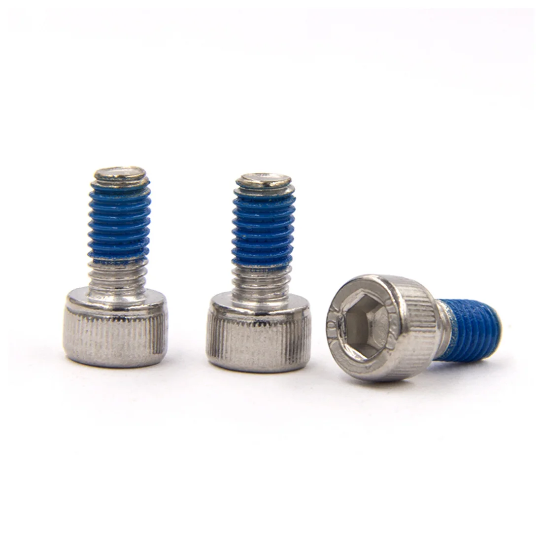 M1.6 M2 M2.5 M3 M4 Innensechskantschrauben, Vollgewinde mit Blauem Nylonpatch, DIN912/GB70, Edelstahl 304 Image