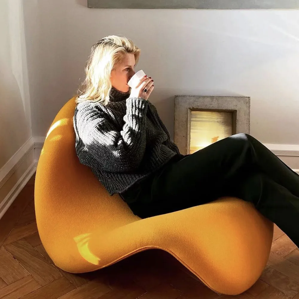 Nordischer Designer-Zungensofa-Loungesessel – Ergonomischer Relaxsessel für Wohnzimmer und Balkon – Moderner minimalistischer Einzel-Loungesessel