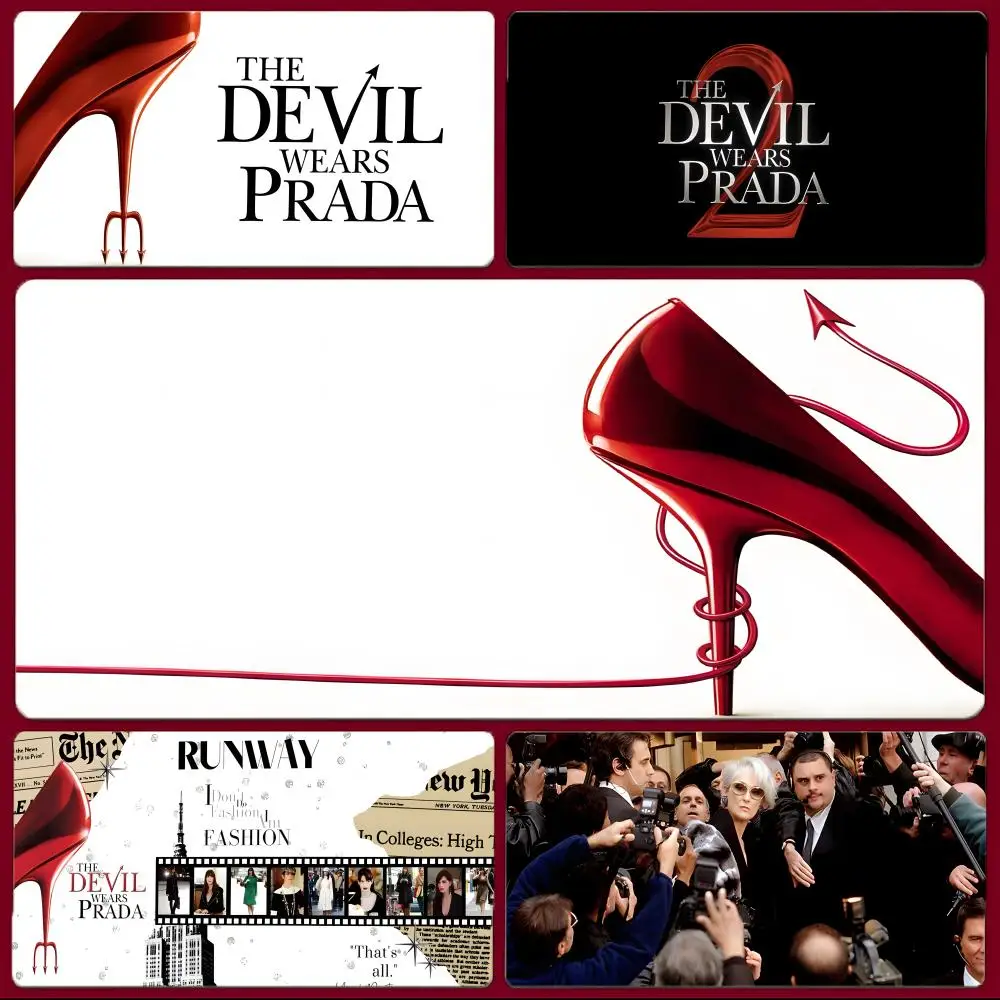 Stilvolles Film-Mauspad „The Devil Wears Prada“, großes Gaming-Mauspad mit genähten Kanten, verdickte Schreibtischunterlage für PC Image