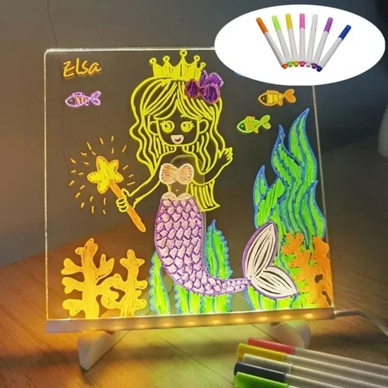 Bunte LED-Schreibtafel personal isierte LED-Lichter Acryl Message Board lösch bare USB-Kinder Zeichenbrett Nachtlicht