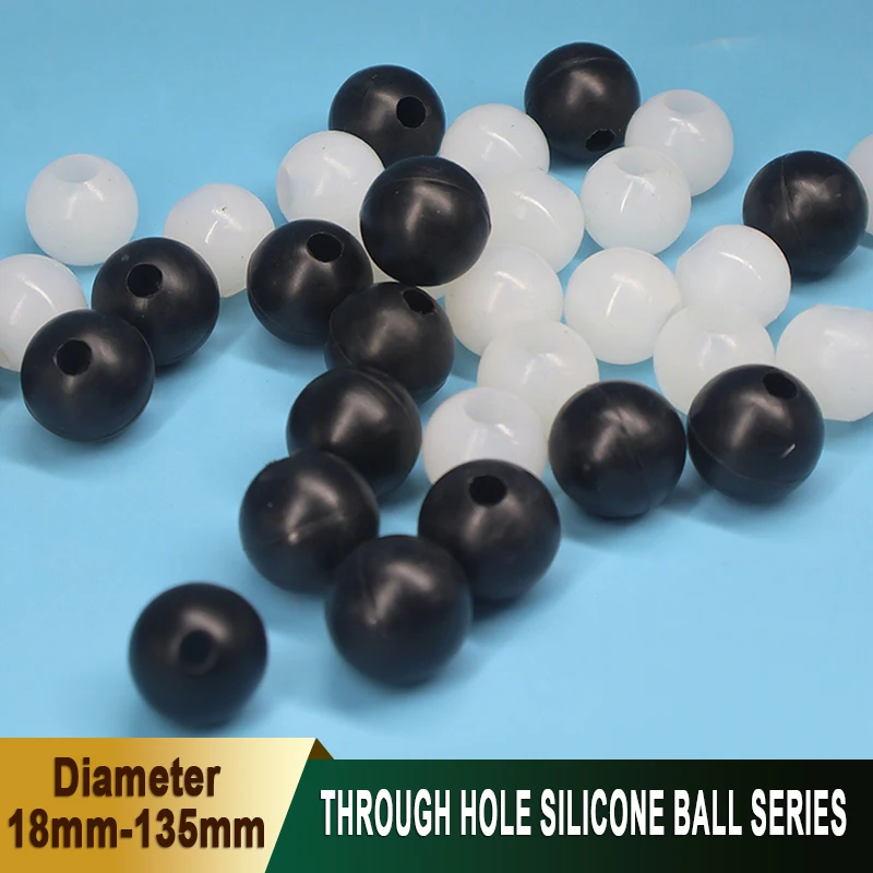 Weißer Silikonball mit Durchgangsloch, hochelastischer Hüpfball aus Gummi für vibrierendes Sieb, halbperforiert, blockierend Image