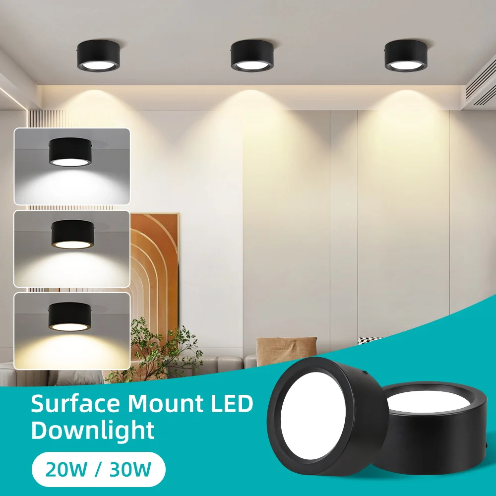 LED Aufputz-Downlight 3 Farben 220V Deckenleuchte für Innenräume Wohnzimmer Badezimmer Küche LED Downlight-Leuchten