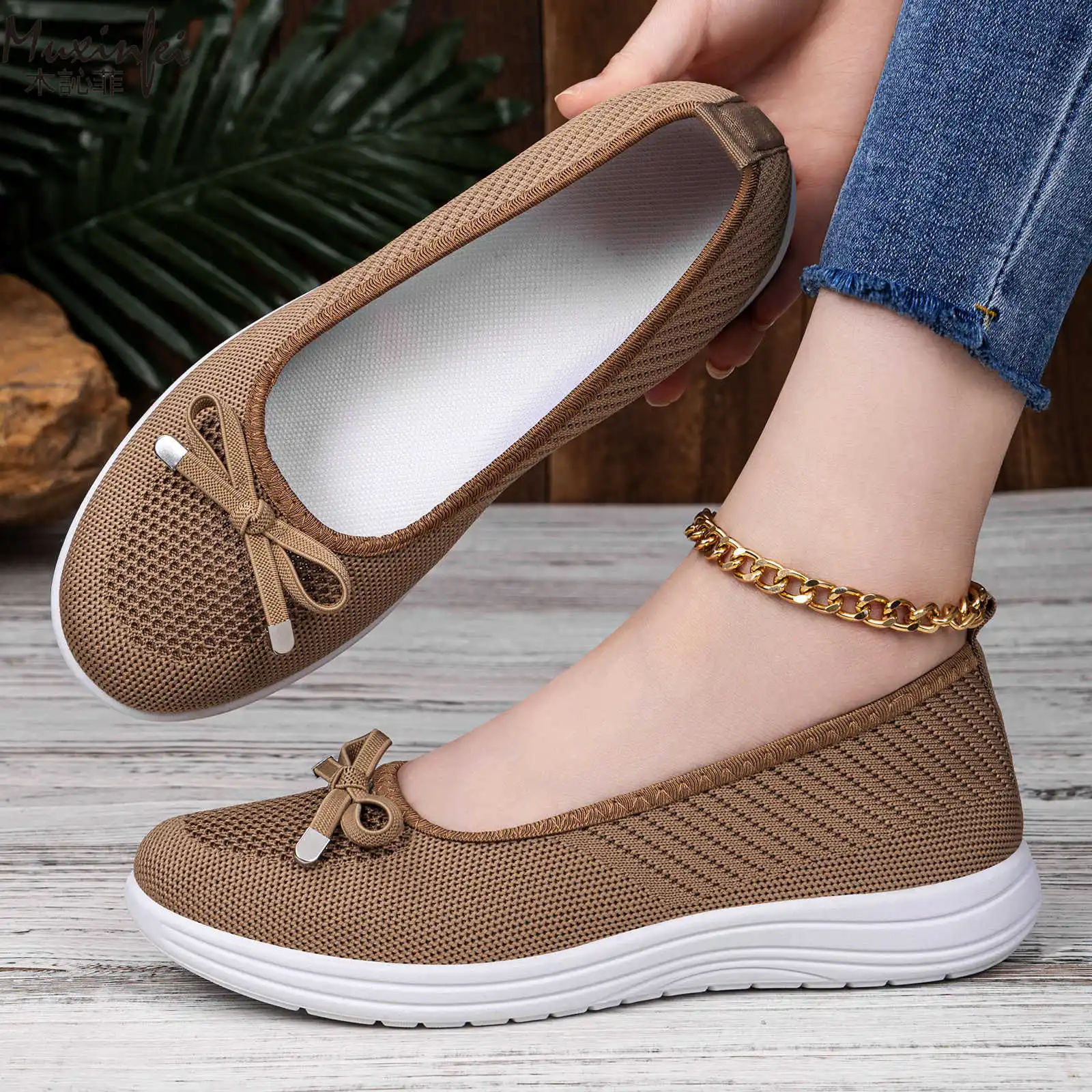 Damen 2026 Frühjahr Neu Vielseitige Flache Freizeitschuhe Bequeme Flache Slipper Atmungsaktive Damenschuhe