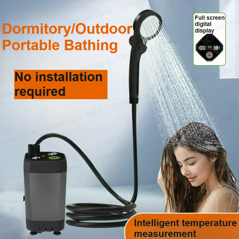 Tragbare Campingdusche 9000mAh LED-Display Wiederaufladbar Mobile Outdoor Einfache Elektrische Mobile Duschgarnitur