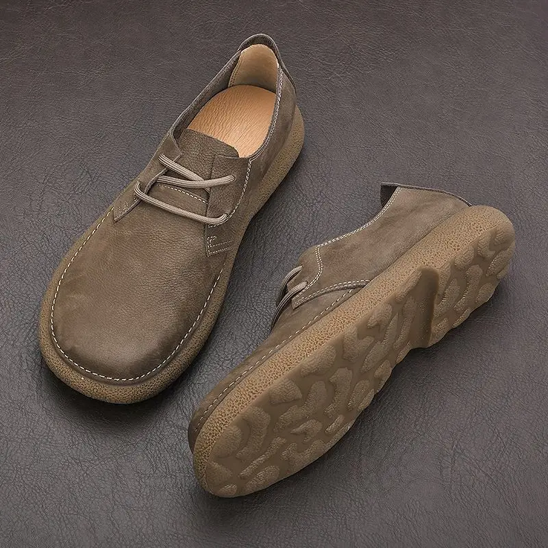 Herren Vintage Wildleder Freizeitschuhe - Slip-On Loafer mit weicher Gummisohle, 2026 Atmungsaktive Retro Lazy Sneakers