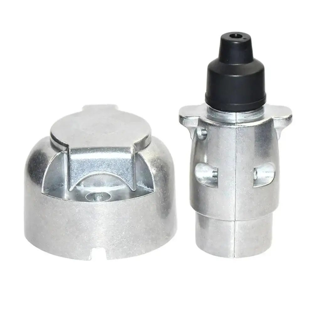 12V 7 Pin Anhänger Steckdose Set Aluminium Legierung Stecker Anhänger RV Steckdose Auto Anhänger Kupplung Stecker EU Stecker Image