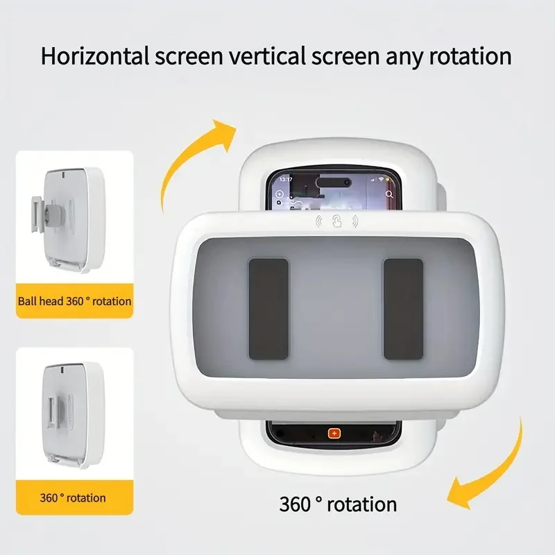 Dusch-Telefonhalter, wasserdichte Wandhalterung für Badezimmer 360° ° Rotations-Antibeschlag-Touchscreen-Halterung für alle Telefone Image