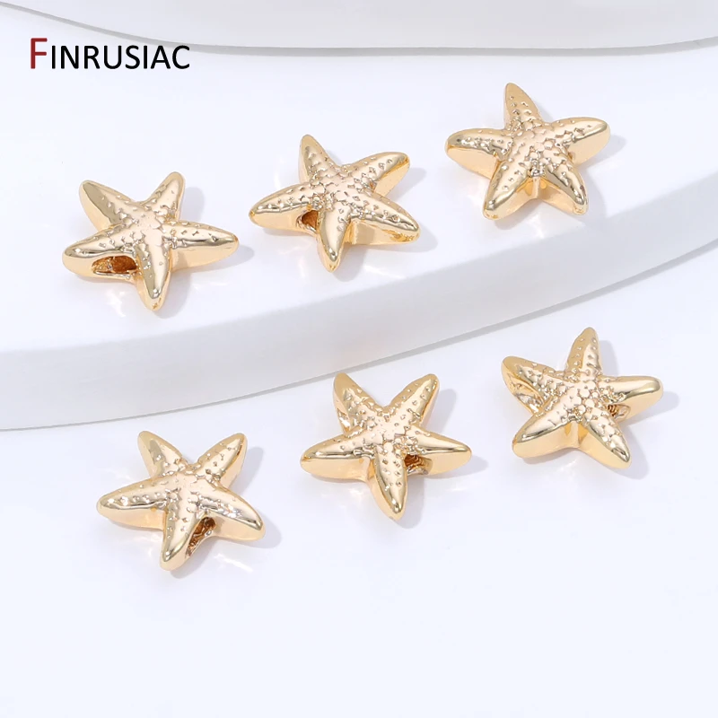 14K vergoldete Messing-Abstandshalterperlen in Seesternform, Trennperlen, DIY-Schmuckherstellungszubehör, Armbandzubehör Image