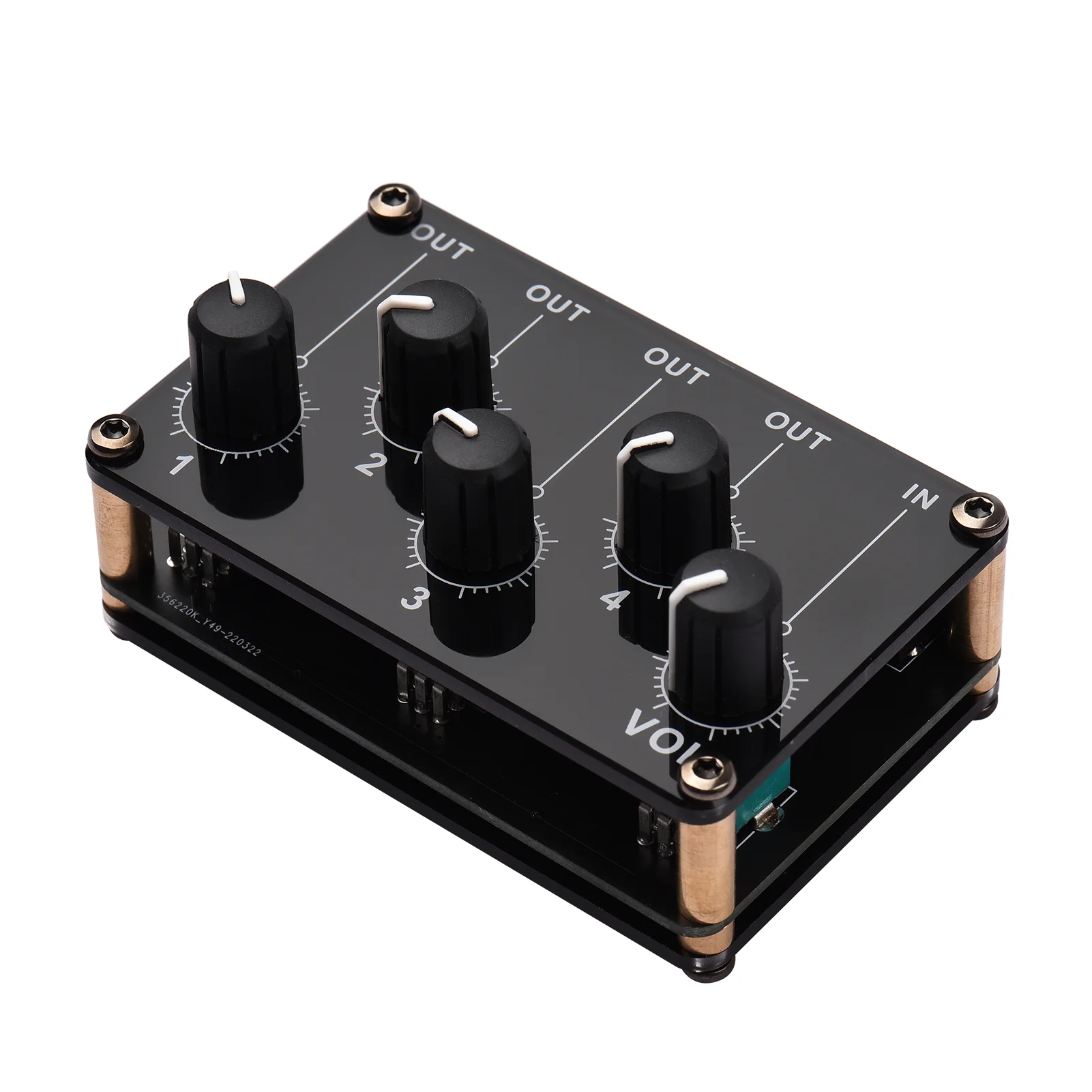Passives Mixermodul mit 1 Eingang und 4 Ausgängen, Mini-Stereo, 4-Kanal-Passivmixer, Audiomixer, 1 Audioeingang auf 4 Ausgänge, extrem kompakt, geräuscharm Image