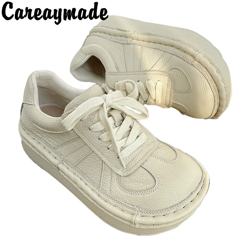 Careaymade-Echtes Leder frauen schuhe Frühling spitze up muffin Damen College stil schuhe einzigen alten papa frauen schuhe casual schuh