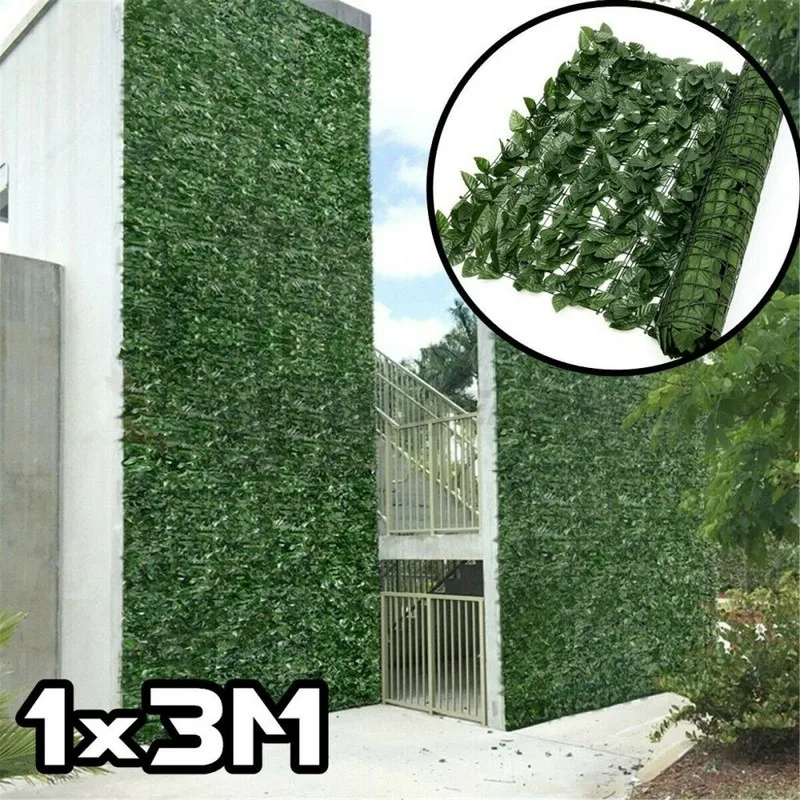 300x100cm Blätterzaun Grüner Sichtschutz Windschutz Zaun Garten Balkon Sonnenschutz DHL Image