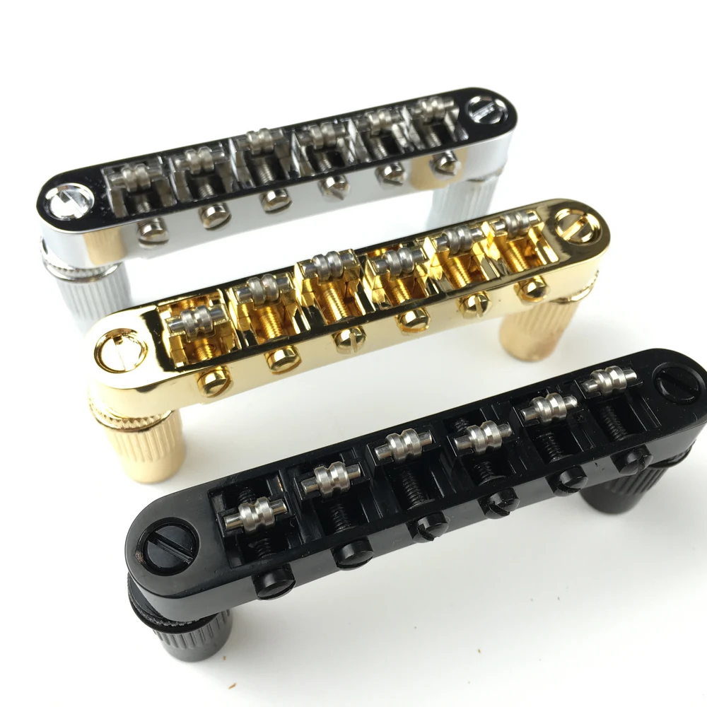 Kaynes Chrome Gitarren-Rollersattelbrücke Tune-O-Matic Brücke für Epiphone Les Paul LP SG E-Gitarre Silber Schwarz Gold
