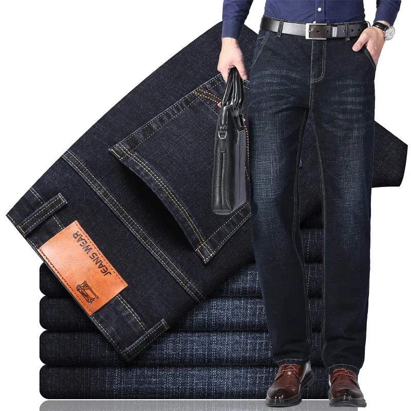 2023 neue Herren Denim Casual Jeans reguläre Passform Straight Leg Elastizität Hose Stretch Mode lange Hose große Größe 28-40