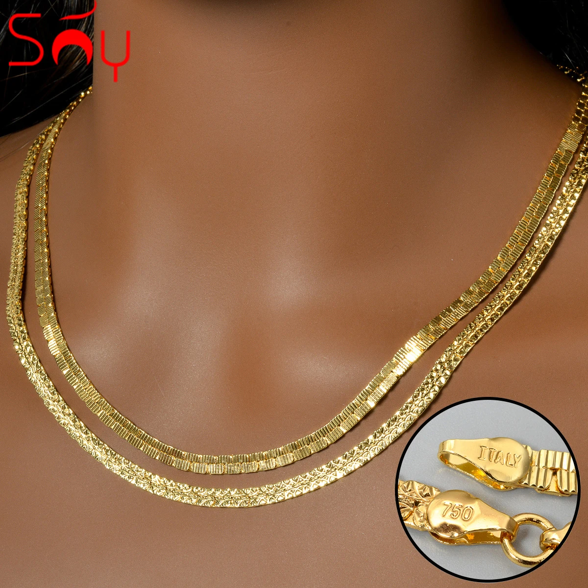 Hip Hop Schmuck 18 Karat Gold Farbe kubanische Glieder kette Halskette für Männer Kragen hochwertige Metall Textur Frauen Mode Charme Schmuck Image