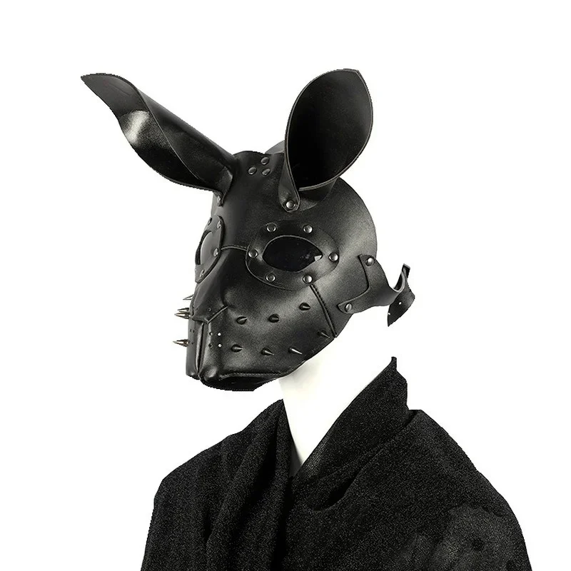 Punk Niet Kaninchen Maske Erwachsene Nachtclub Karneval Bunny Maske PU Kaninchen Cosplay Masken Punk 3D Kaninchen Masque