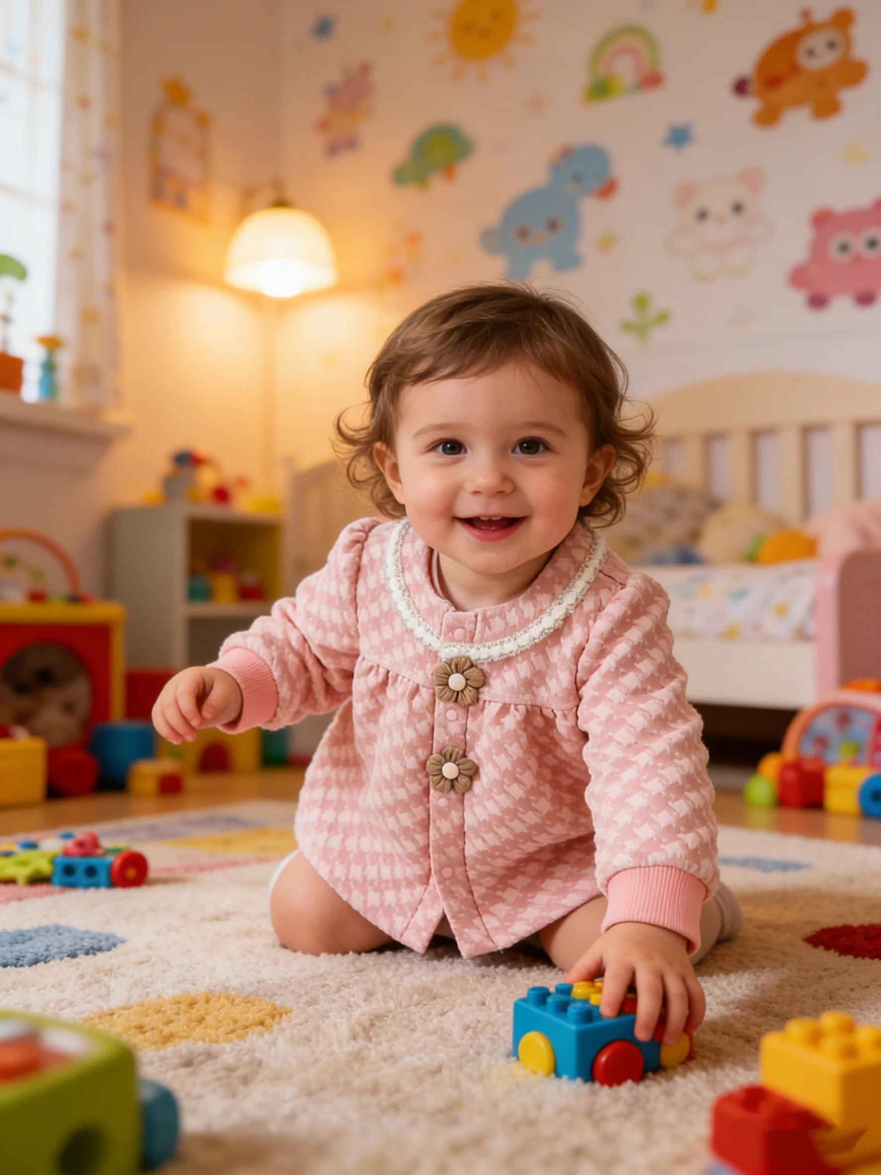 Frühling Herbst Neue Rosa Bestickte Baby-Puppenjacke für Kleinkinder Saisonale Modische Babykleidung Oberbekleidung Image