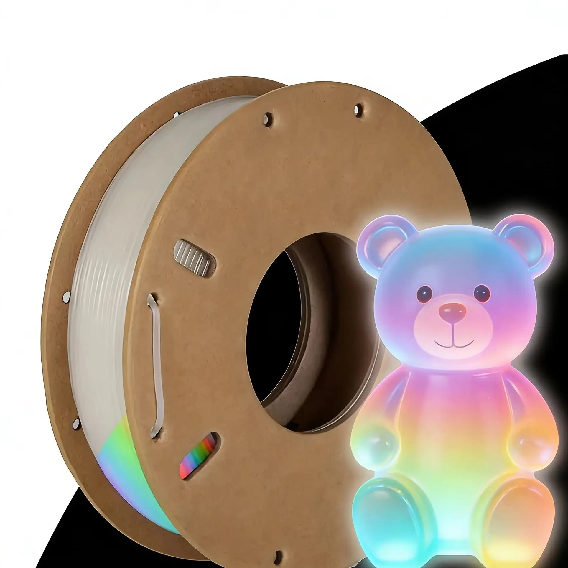 3D-Druckfilament, PLA, leuchtend weiß bis Regenbogenfarben, 1,75 mm, 250 g/500 g, Maßgenauigkeit +/- 0,03 mm, Farbverlauf allmählich Image