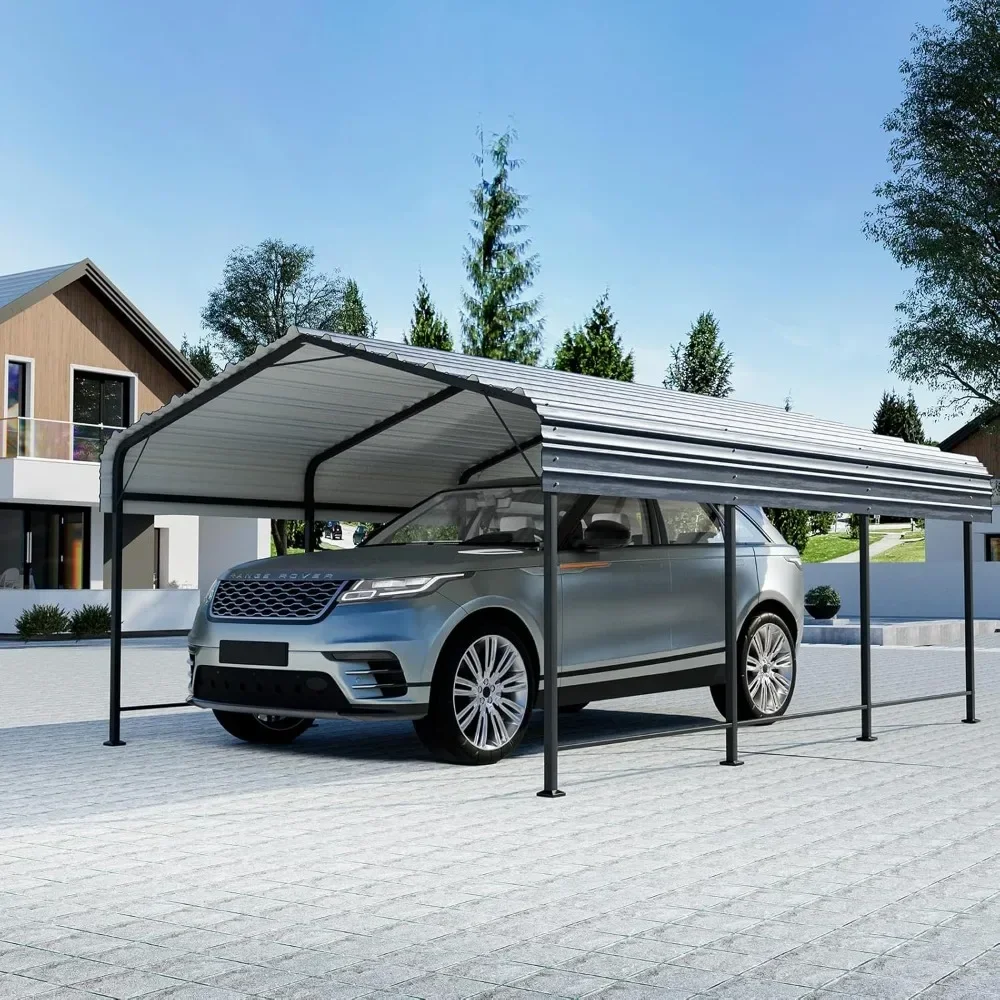 # Für Carport 10 x 20 Fuß robustes Metall-Carport-Überdachung mit Dach aus verzinktem Stahl, Garagen-Autounterschlupf für Autos und Autos im Freien Image