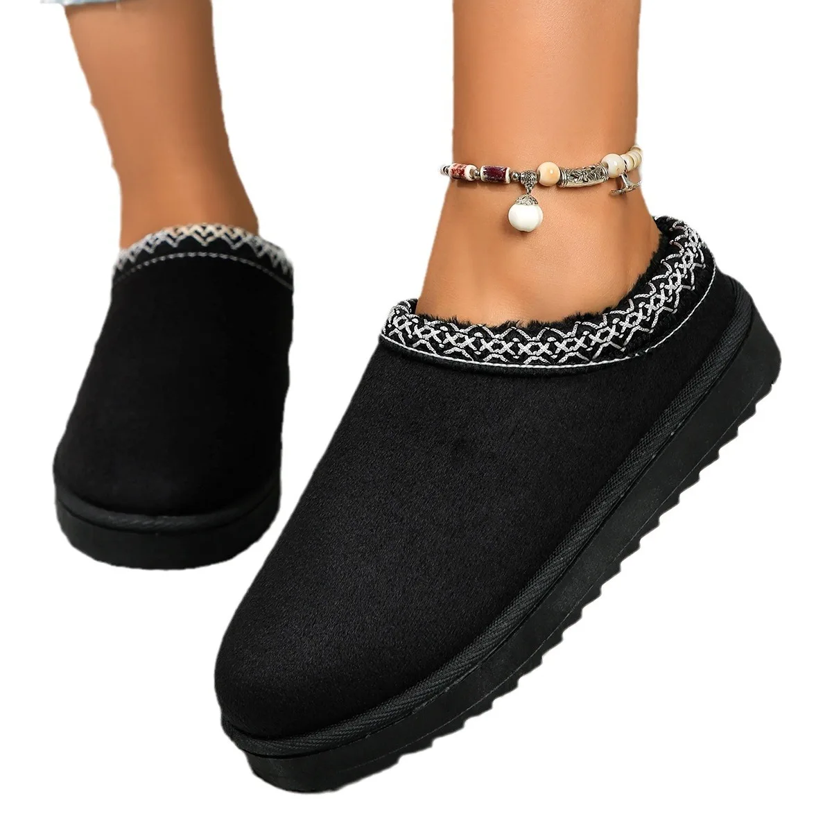 2025, neue Damen-Schneestiefel, lässig, Slip-on, Wolle, warm, Zuhause, luxuriös, elegant, Winter, Wandern, Einkaufen, modische flache Schuhe, große Größe