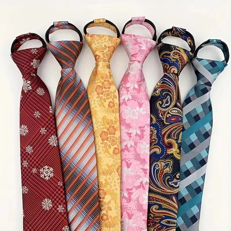 Heißer Verkauf Stil 8CM Zipper Krawatte Männer Bräutigam Hochzeit Streifen Krawatte Faul Pre-gebunden Krawatten Gestreiften Zipper krawatte Für Männer Frauen Image