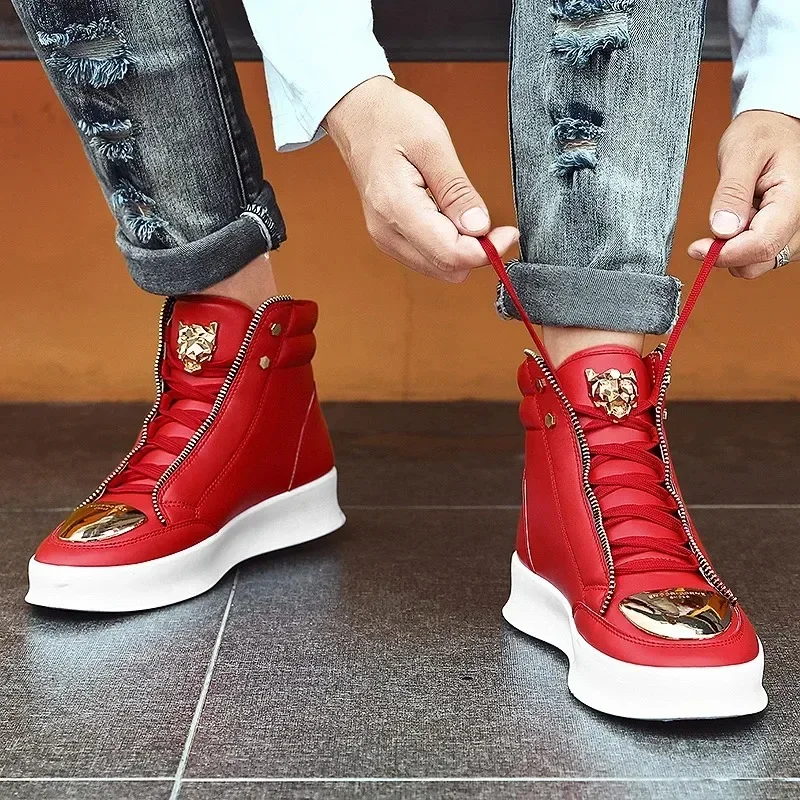 High Top Freizeitschuhe Herren Sneakers 2025, modische Skateboard-Schuhe, Leoparden-Plattformschuh, Sport-Trainingsschuhe, Herren-Stiefeletten