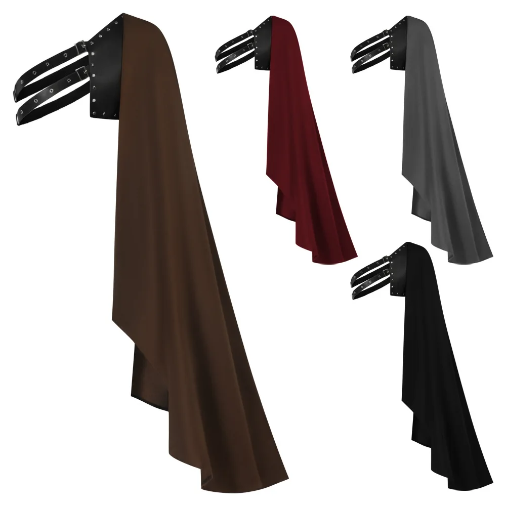 Renaissance Crusader Gear Cosplay Kostüm Mittelalter Vintage Gothic Ritter Rüstung Schwarz One Shoulder Umhang Gothic Punk Lace Up
