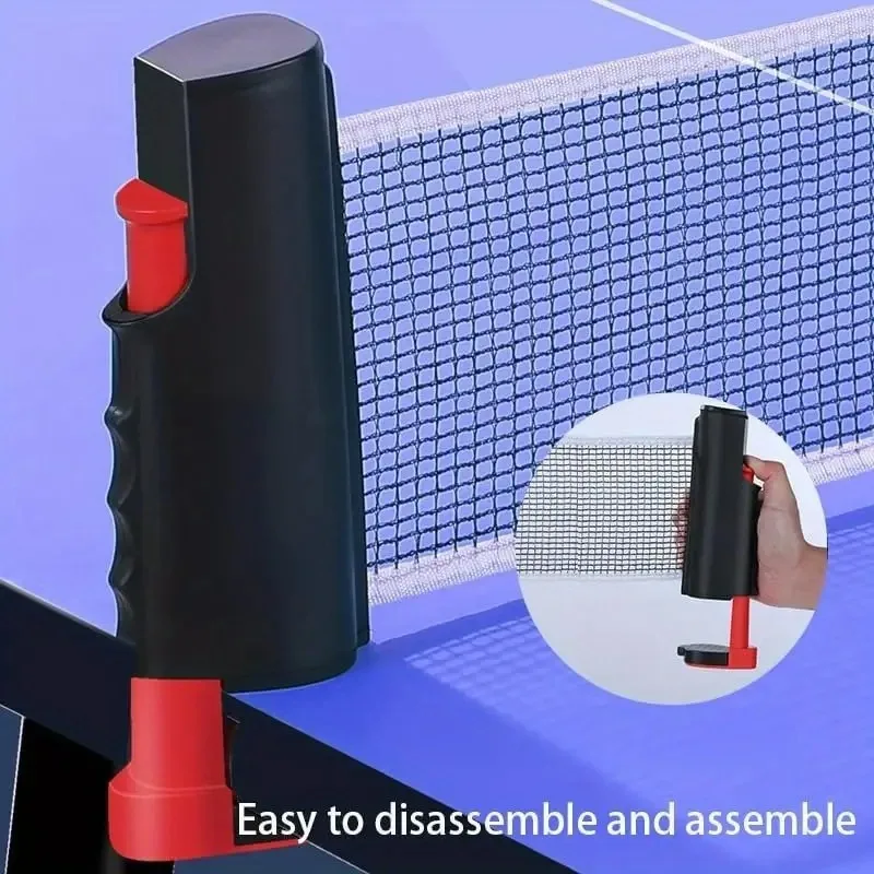 Neues tragbares Tischtennisnetz, überall einsetzbares, einziehbares Netz, Ersatznetz aus hochwertigem Kunststoff, Trainingszubehör Image