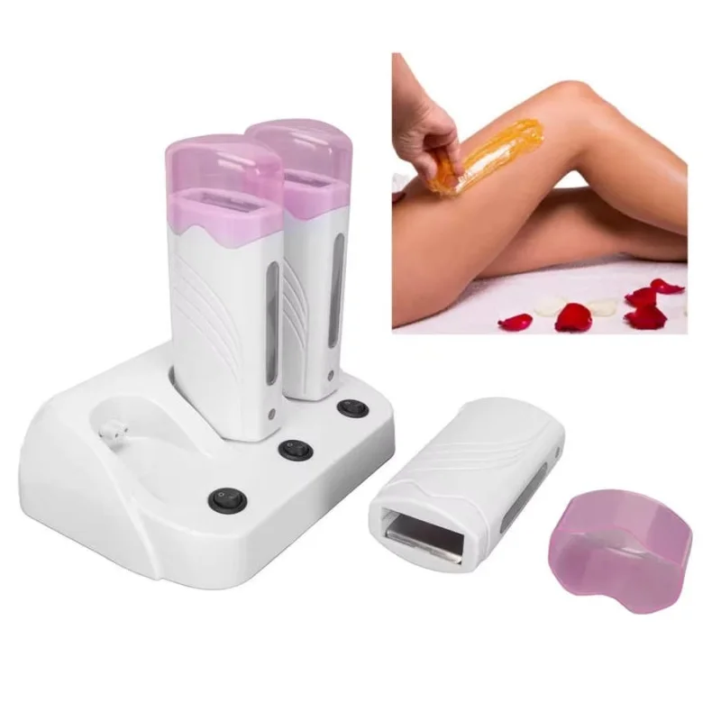 40 W Dual Rolling Wax Heizung Doppel Epilierer Enthaarung Waxing Maschine Patrone Rolle Auf Haar Entfernung für Körper Image