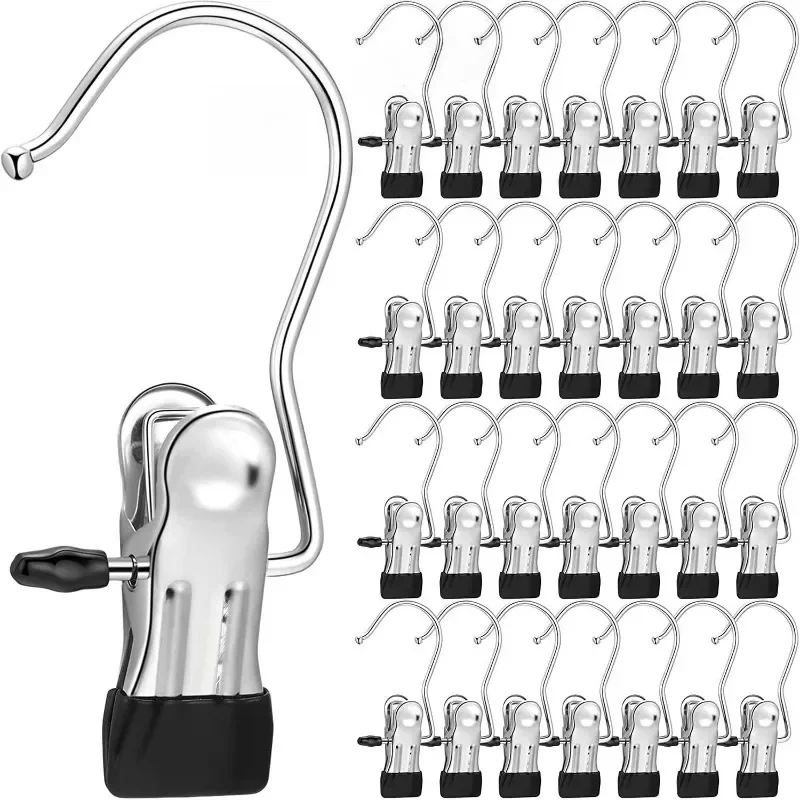 10/20/30PCS Schwarz Multifunktionale Wäscheklammern Clip Schuh Hosen Lagerung Box Tragbare Garderobe Socken Edelstahl Lagerung Clip