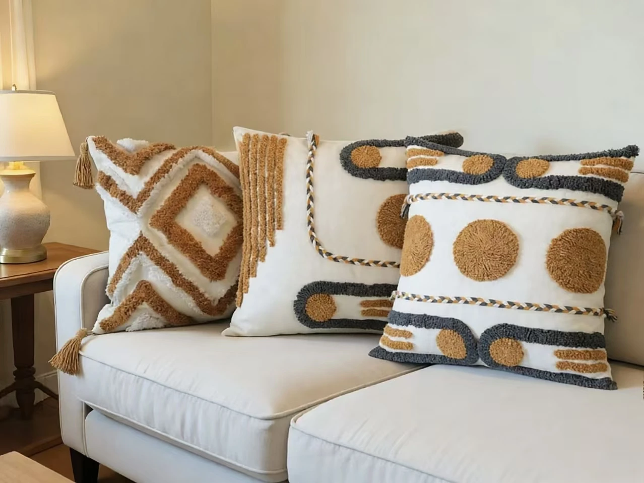1 Stück weiße 18 x 18 Zoll große Kissenbezüge im Bohemian-Stil mit Quasten, geeignet für Schlafzimmerbettwäsche und Heimdekoration