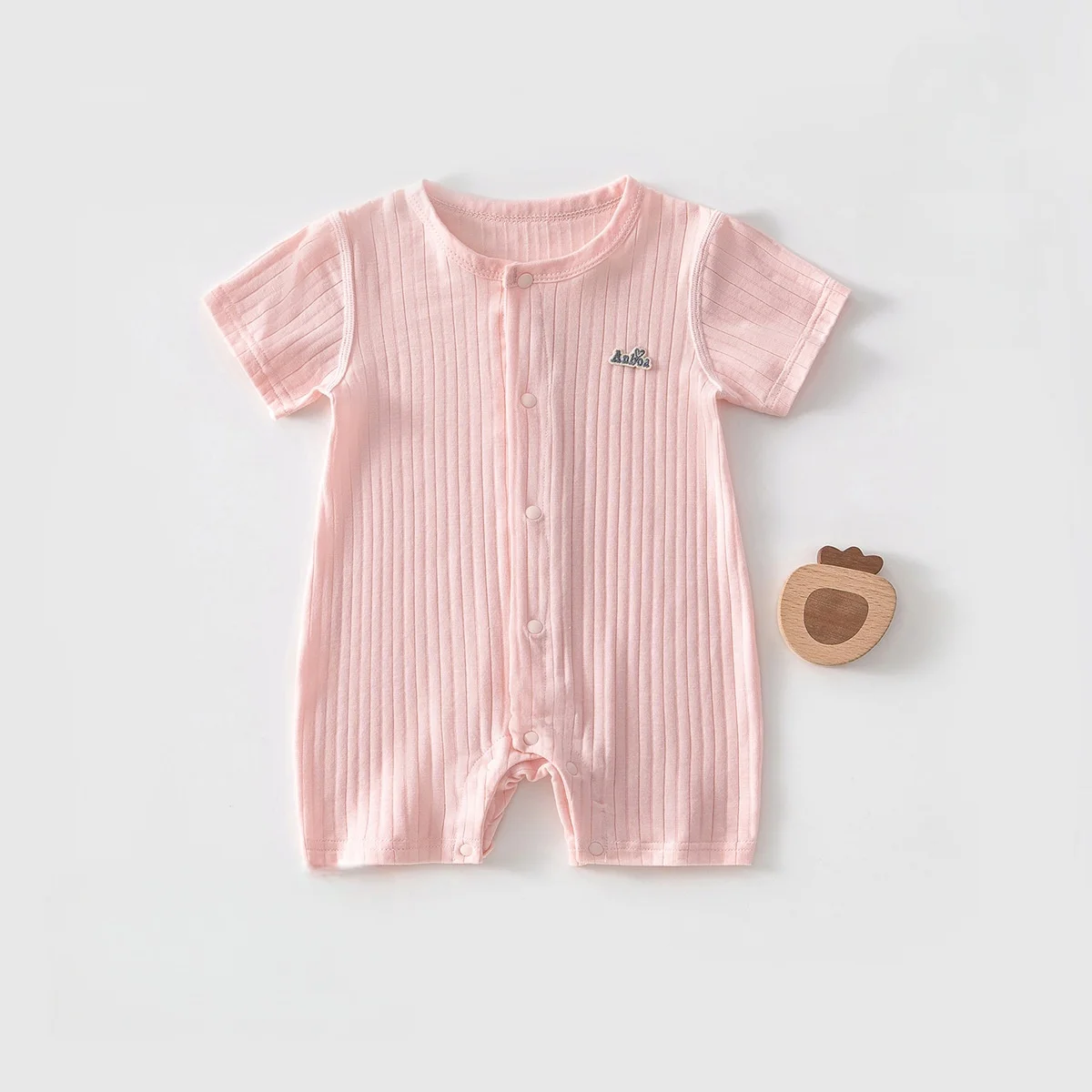 0-24 Monate Baby Jungen Mädchen Weicher Gerippter Strick-Strampler Hautfreundlicher Neugeborenen-Romper Sommer Säuglings-Kombi-Strampler Kleidung Image